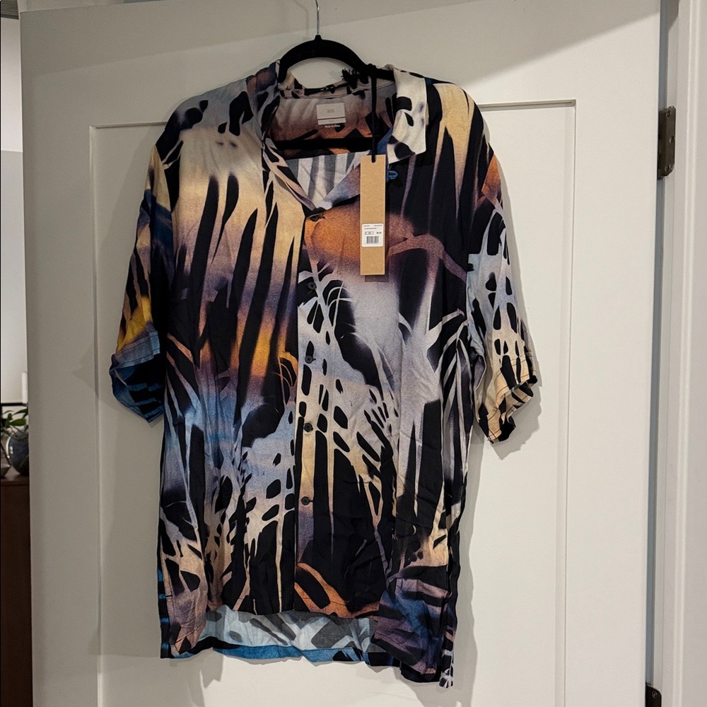 Mens Ksubi Palms Resort Black / Tie Dyed Casual Button Up Shirt Sz: 2XL NWT